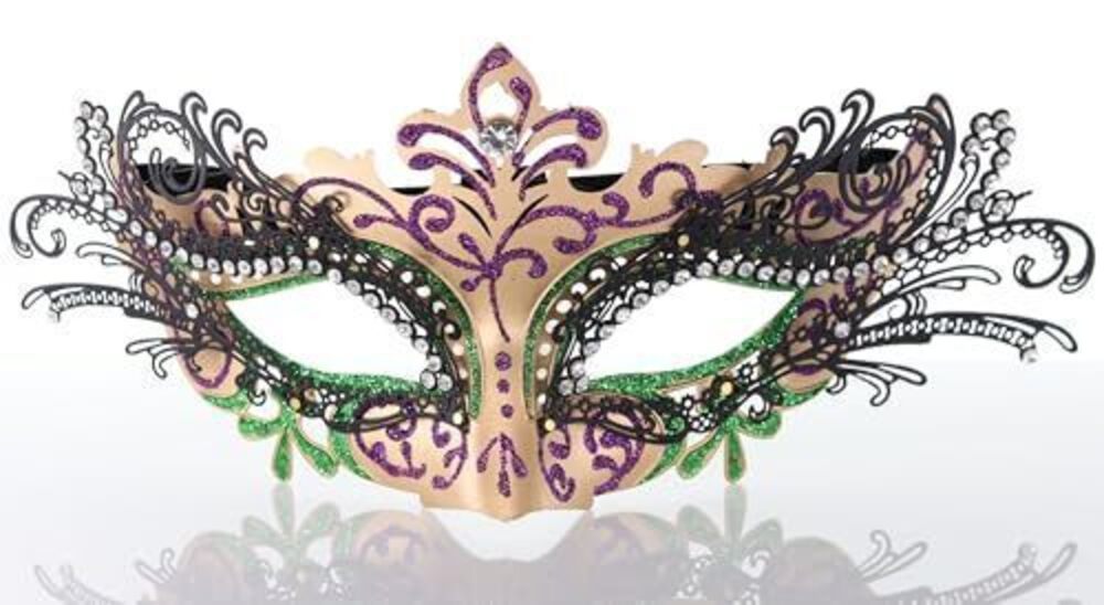 5112 Venetian Masquerade Mask: Rhinestone Sequin Half-Face for Mardi Gras